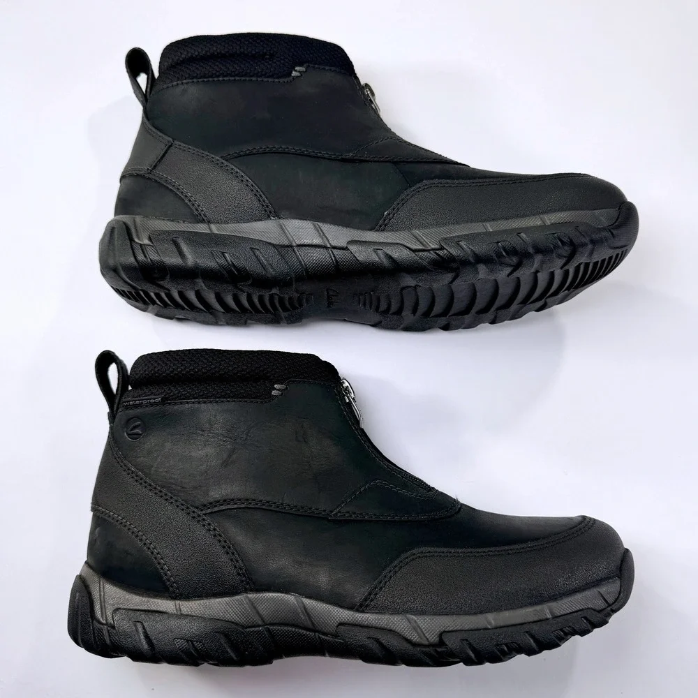 Clarks Grove Zip ll Boots Mens 8W Black Leather Waterproof Ankle Outdoor Utility
